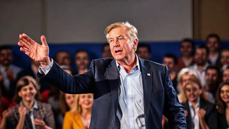 orador político confiado con audiencia entusiasta