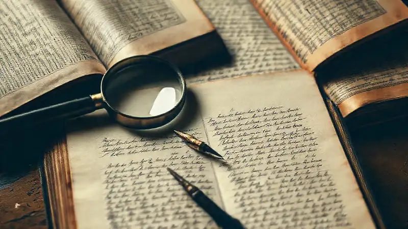 Documentos históricos y objetos de estudio antiguos