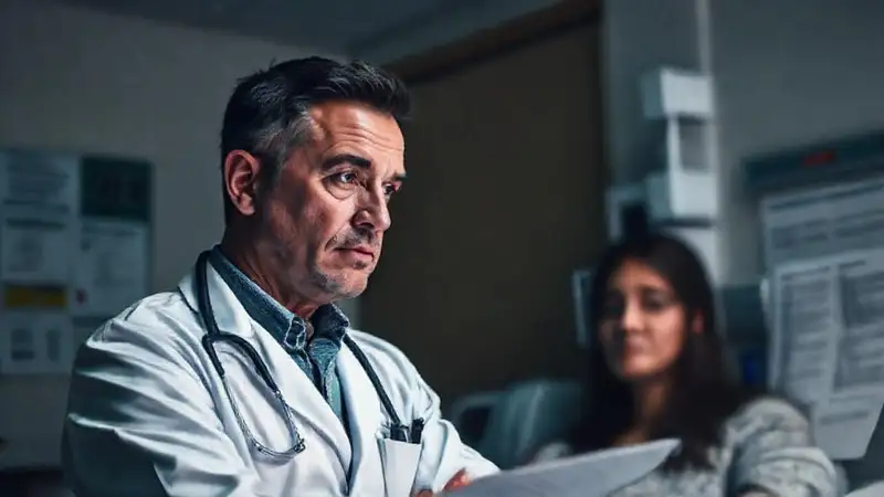 Doctor reflexiona sobre decisión médica compleja