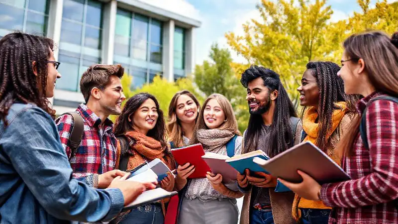 Estudiantes universitarios discutiendo política en campus
