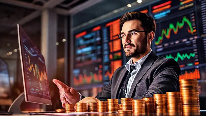 Persona analizando finanzas en oficina moderna
