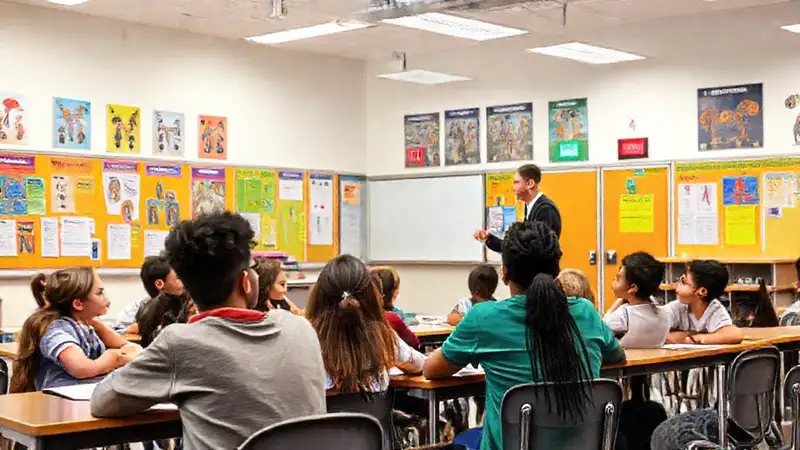 Aula moderna con estudiantes motivados y diversos