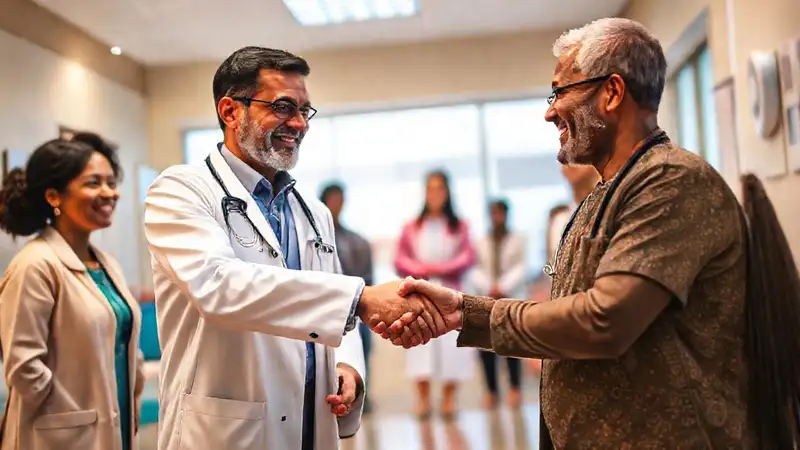 Doctor y paciente en ambiente acogedor y profesional