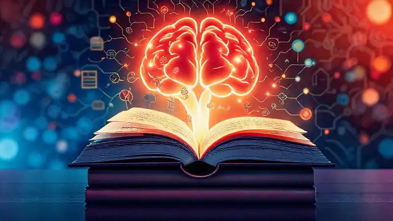 Libros y símbolos en un diseño inspirador