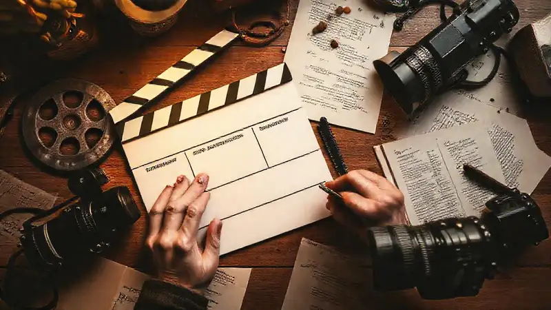 Espacio creativo con símbolos del cine clásico