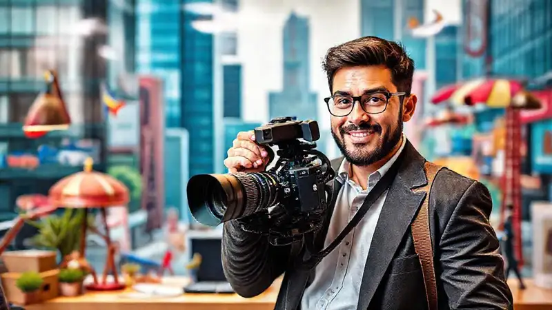 Periodista fotográfico en ciudad multicultural vibrante