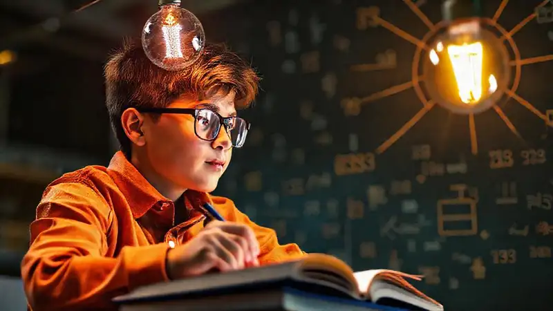 Estudiante brillante con ideas iluminadoras y motivadoras