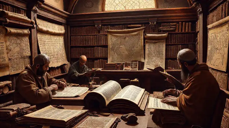 Textos antiguos y símbolos religiosos reverentes