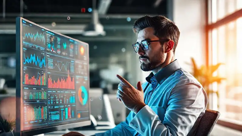 Psicólogo analizando datos visuales en computadora