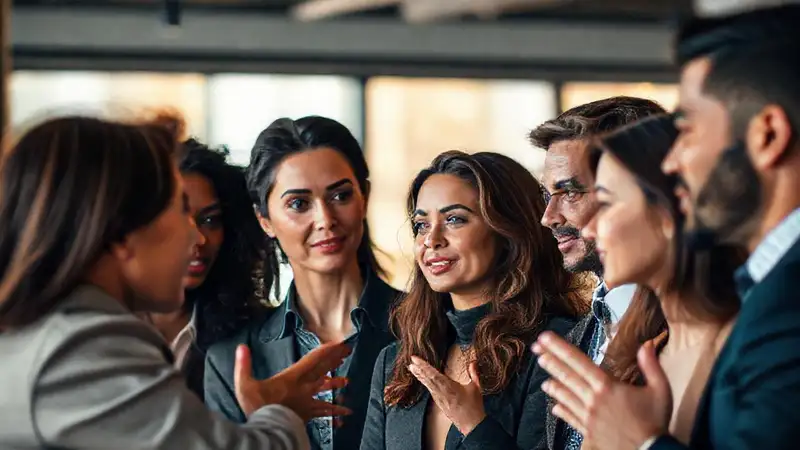 Personas intercambian gestos en ambiente profesional