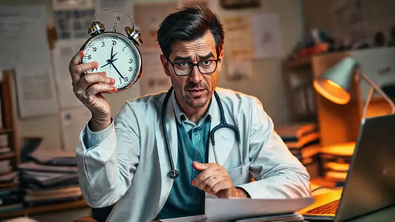 Profesional de salud estresado y sobrecargado