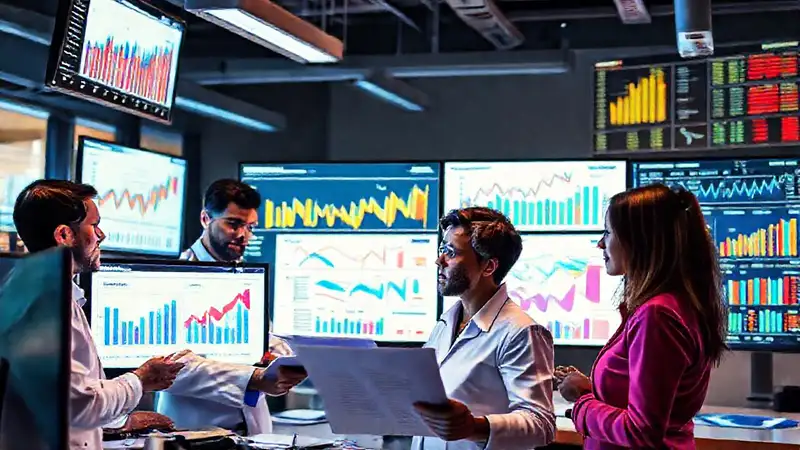 Análisis de datos políticos en oficina moderna