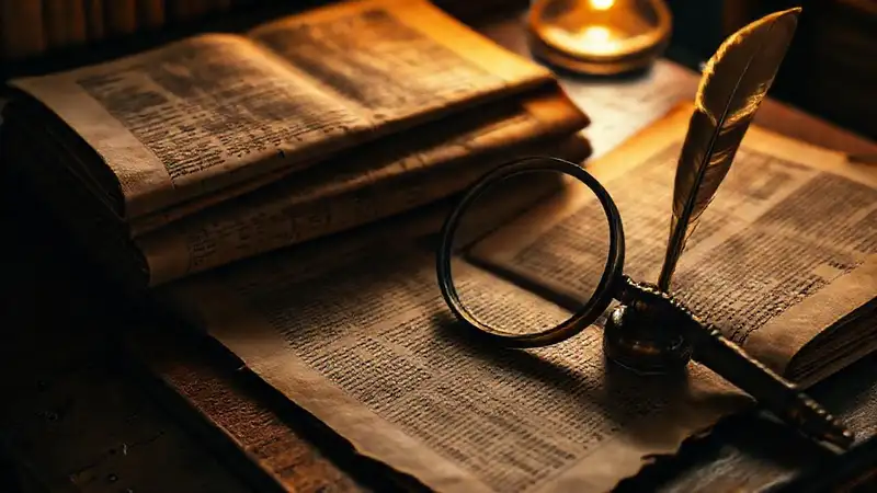 Documentos antiguos en estación de estudio