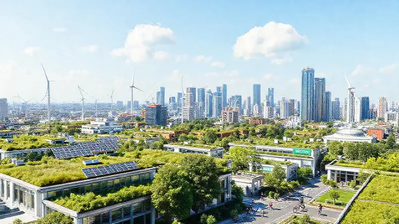 Ciudad moderna sostenible con energías renovables