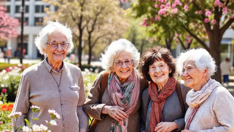 Personas mayores disfrutando en parque urbano