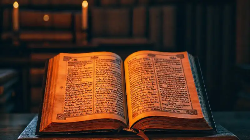 Manuscritos ancestrales y Biblia iluminada