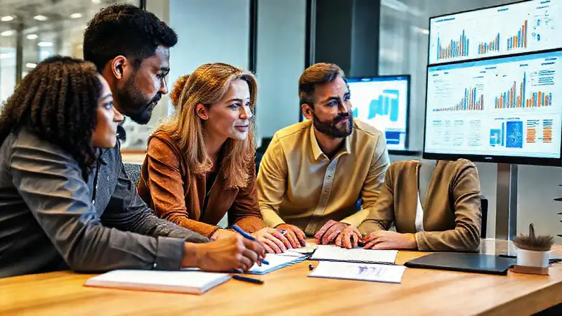 Equipo de investigación sociológica analizando datos
