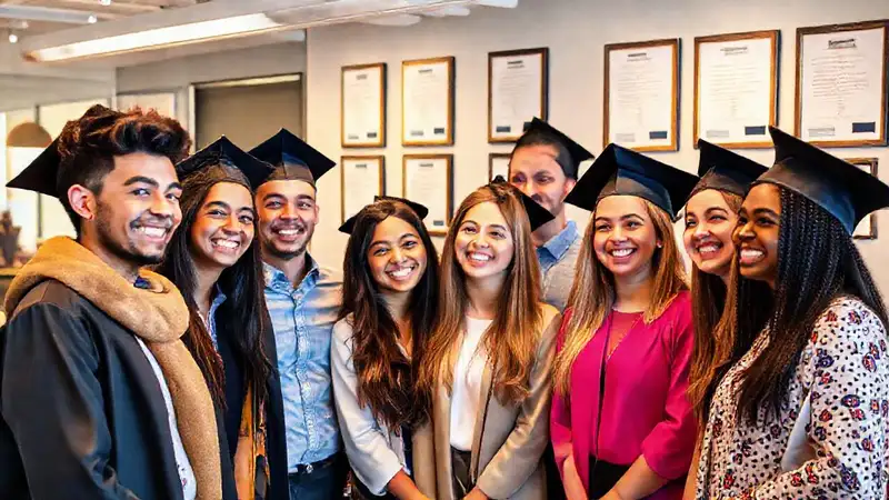 Graduados sonrientes en un ambiente profesional