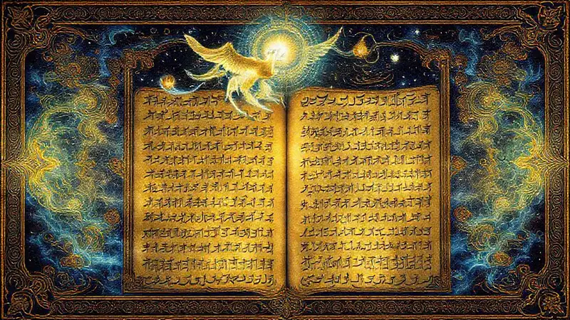 Manuscrito antiguo con símbolos y energía mística