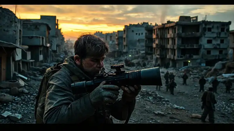 Fotógrafo de guerra en zona conflictiva