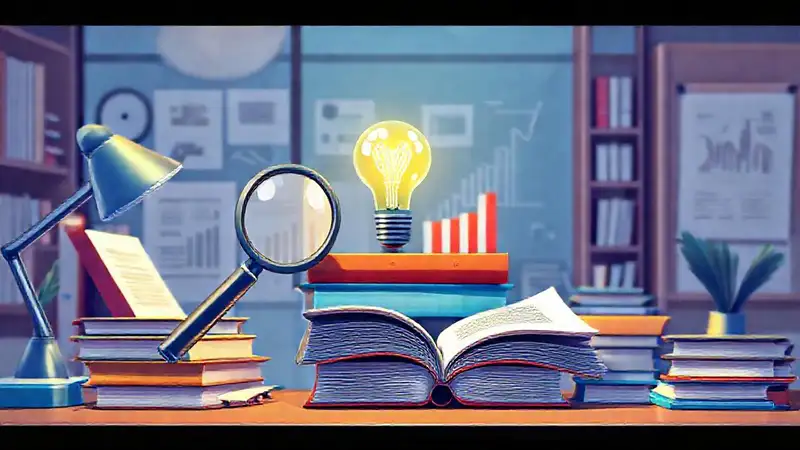 Investigador estudia con libros y tecnología moderna