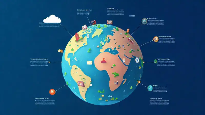 Mundo con eventos y paisajes conectados