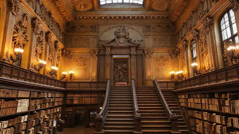 Archivo histórico con arquitectura clásica y ambiente solemne