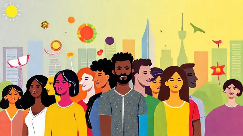 Grupo diverso y unido en ciudad moderna