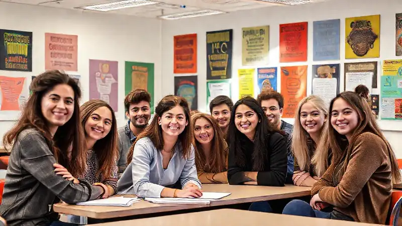 Estudiantes de psicología colaboran en aula moderna