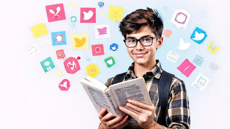 Estudiante con Biblia y elementos digitales modernos