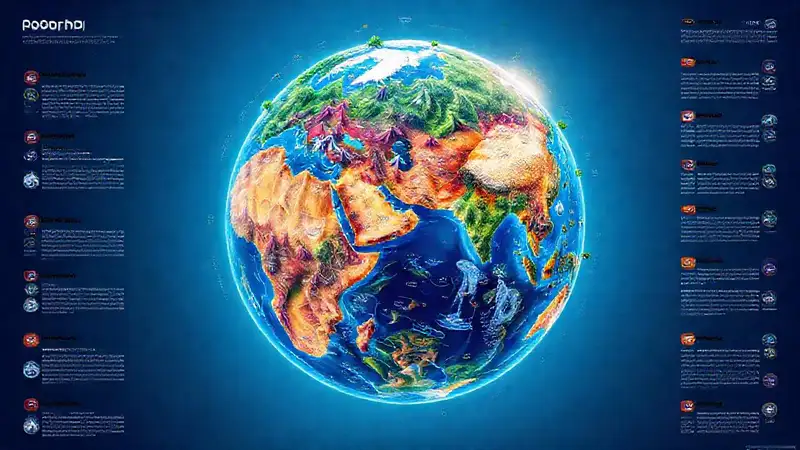 Globo terrestre con paisajes vibrantes y detalles