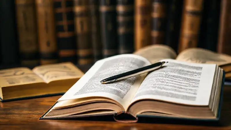 Libro abierto con pluma y líneas temporales