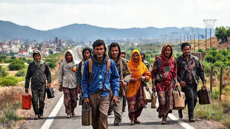 Migrantes llevando simbolismos, con esperanza y reflexión