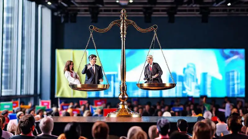 Debate político visual con ética y persuasión