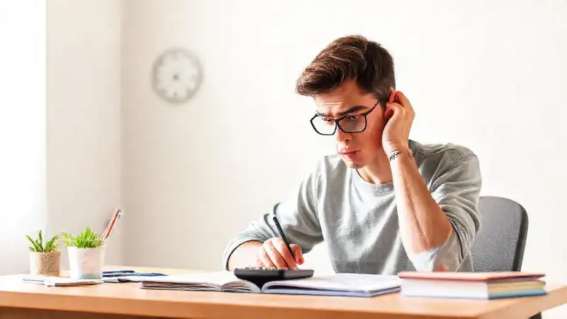 Estudiante estudia calmadamente en un ambiente organizado