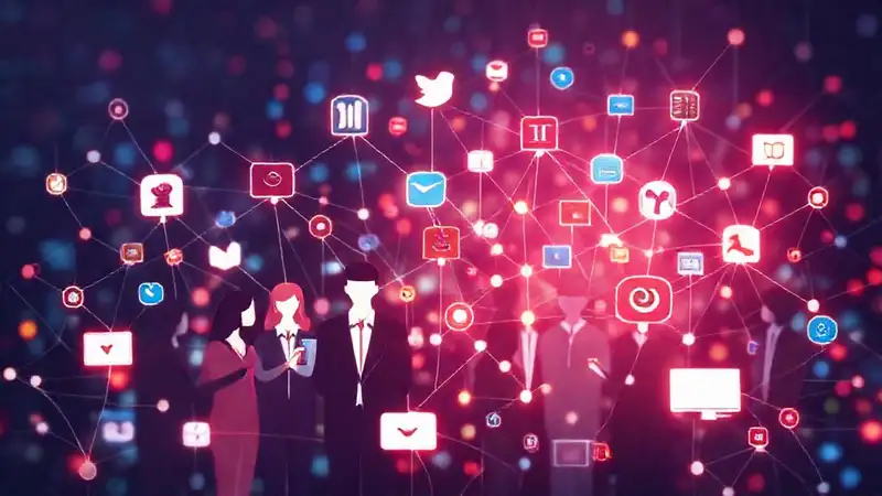 Iconos, profesionales conectados en un fondo digital