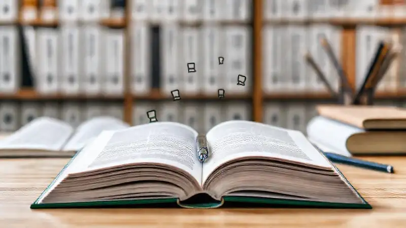 Biblioteca con libros, citas y ambiente profesional