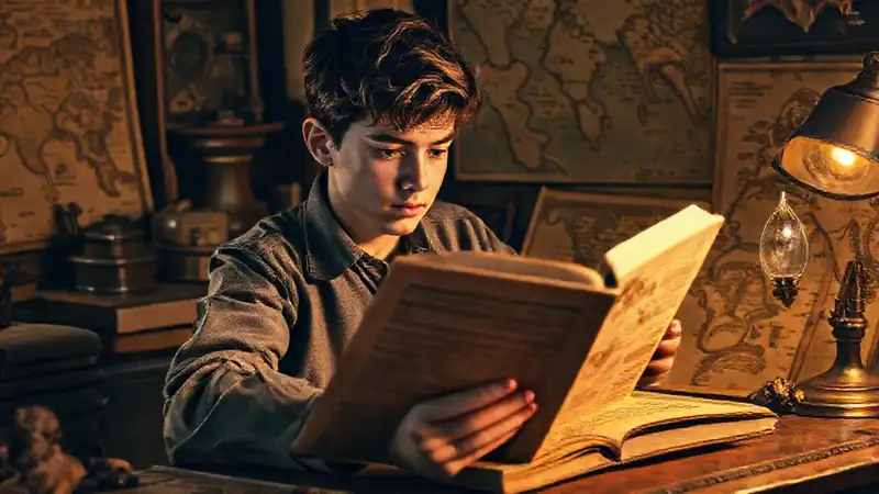 Estudiante estudia historia con mapas antiguos
