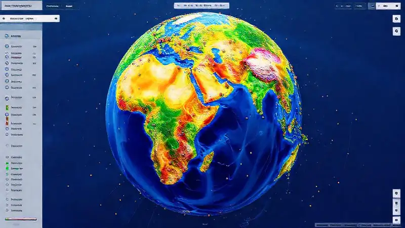 Mapa digital vibrante con datos globales