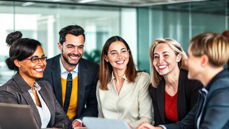 Reunión profesional, colaboración y comunicación efectiva