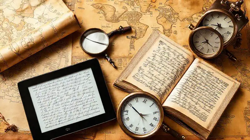 Artefactos históricos y tecnológicos en estilo clásico