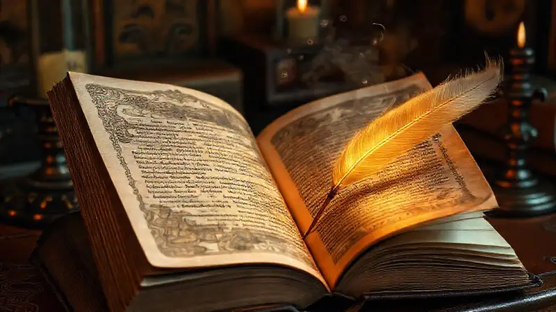 Libros antiguos con ilustraciones y misterio