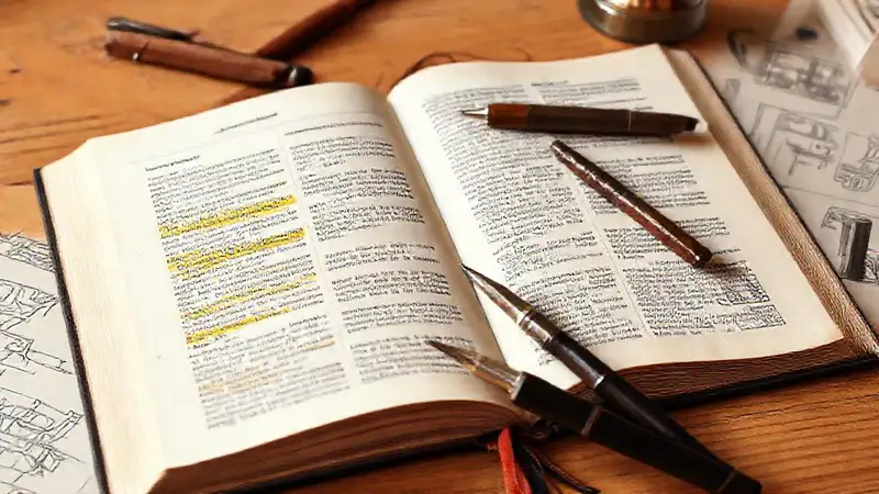 Libro abierto con notas y ambiente nostálgico