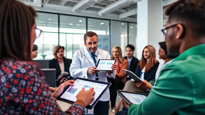 Científico político recopila datos en tabletas digitales