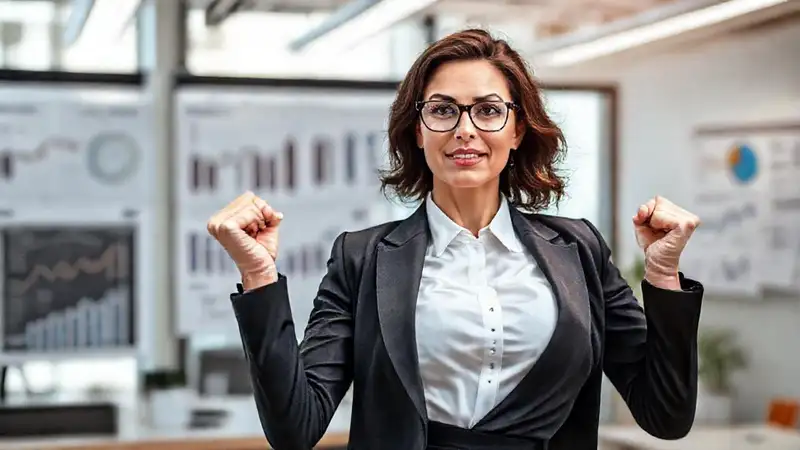 Mujer de negocios segura en oficina moderna