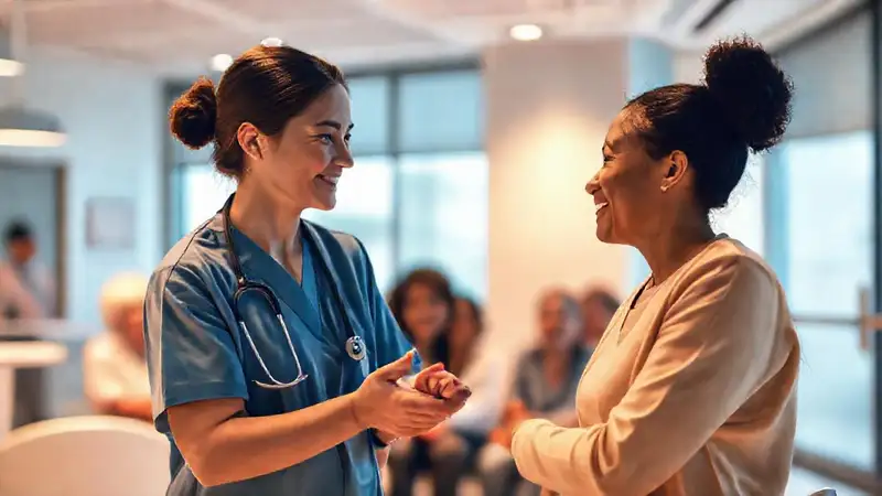 Profesional de salud empático en ambiente cálido