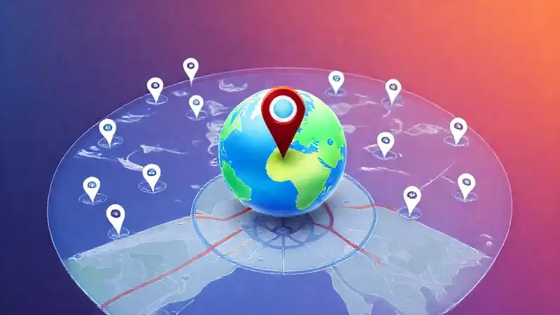 Mapa digital con GPS y elementos tecnológicos