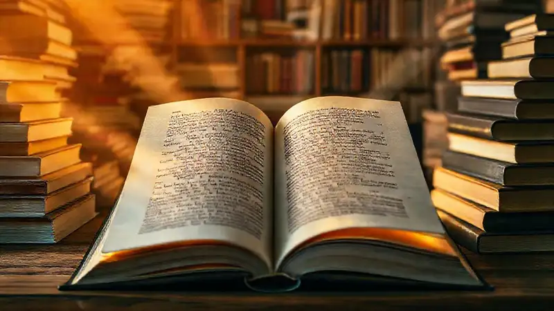 Libro abierto con páginas brillantes e inspiradoras