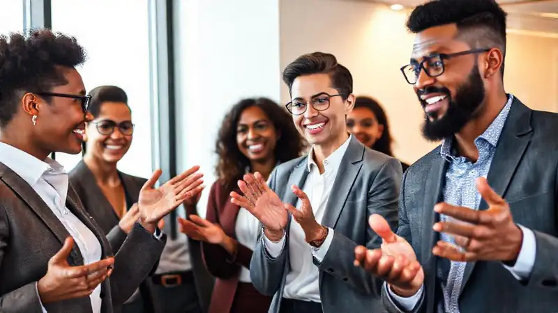 Profesional comunica con confianza en oficina moderna