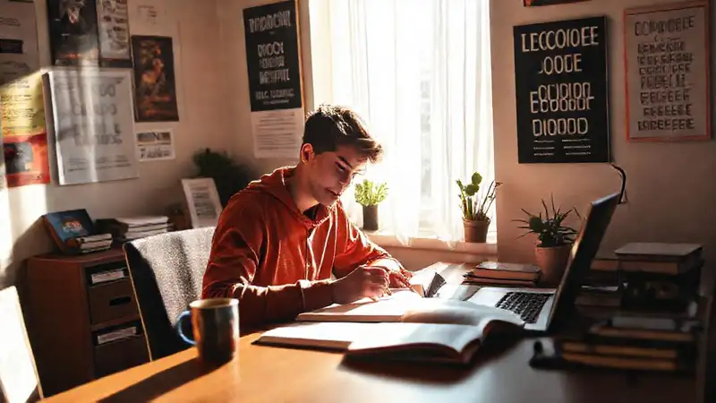 Estudiante motivado en un espacio acogedor